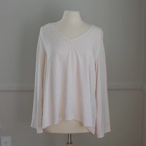 Anthropologie Cloth & Stone Women's Long Sleeve Textured Blouse Blush Medium